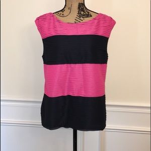 Ann Taylor Fuchsia color-block career Blouse Lg